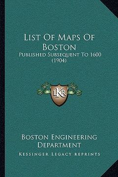 portada list of maps of boston: published subsequent to 1600 (1904) (en Inglés)