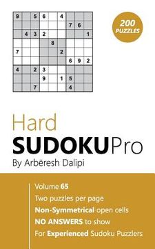 portada Hard Sudoku Pro: Book for Experienced Puzzlers (200 puzzles) Vol. 65 (en Inglés)