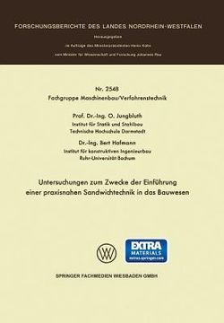 portada Untersuchungen Zum Zwecke Der Einführung Einer Praxisnahen Sandwichtechnik in Das Bauwesen (en Alemán)