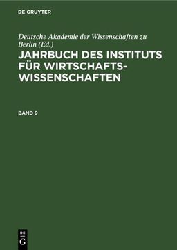 portada Jahrbuch des Instituts für Wirtschaftswissenschaften. Band 9 (in German)