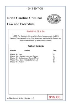 portada North Carolina Criminal Law and Procedure-Pamphlet 24