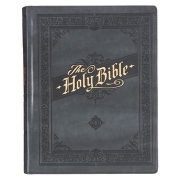 portada KJV Holy Bible, Large Print Note-Taking Bible, Faux Leather Hardcover - King James Version, Gray (en Inglés)