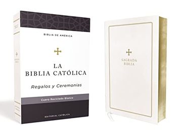 portada Biblia Católica, Regalos y Ceremonias, Color Blanca, Cuero Reciclado