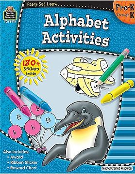 portada alphabet activities, pre-k through k [with 180+ stickers]