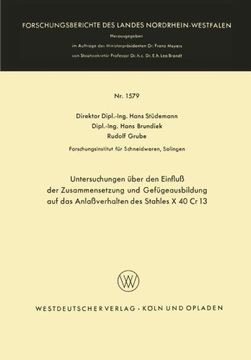 portada Untersuchungen über den Einfluß der Zusammensetzung und Gefügeausbildung auf das Anlaßverhalten des Stahles X 40 Cr 13 (Forschungsberichte des Landes Nordrhein-Westfalen) (German Edition)