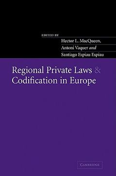 portada Regional Private Laws and Codification in Europe (en Inglés)