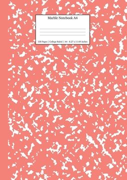 portada Marble Notebook A4: Coral Pink Marble College Ruled Journal (en Inglés)