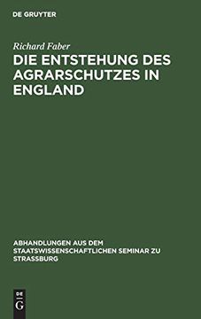 portada Die Entstehung des Agrarschutzes in England (en Alemán)