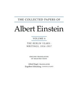 portada The Collected Papers of Albert Einstein, Volume 6: The Berlin Years: Writings, 1914-1917. (English Translation Supplement) (en Inglés)