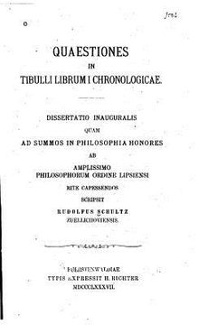 portada Quaestiones in Tibulli librum I chronologicae (en Latin)