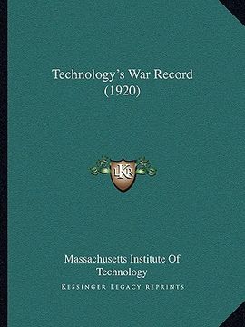 portada technology's war record (1920) (en Inglés)