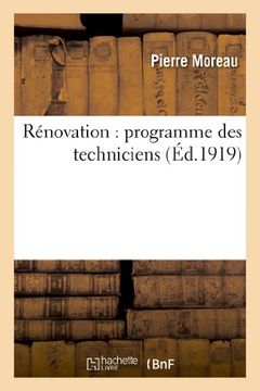 portada Renovation: Programme Des Techiciens (Savoirs et Traditions)