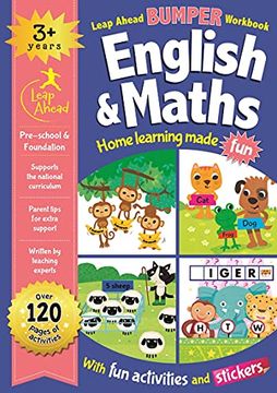 portada Leap Ahead Bumper Workbook: 3+ Years English & Maths (English Educational Books) (in English)