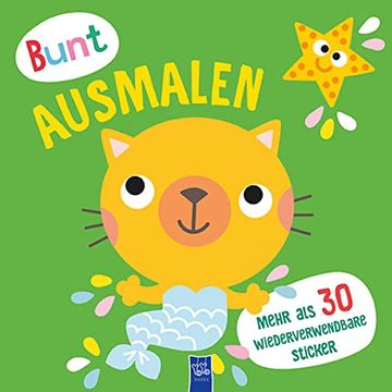 portada Bunt Ausmalen (Cover Grün / Meerkatze): Malbuch. Bilderbuch. Stickerbuch (en Alemán)