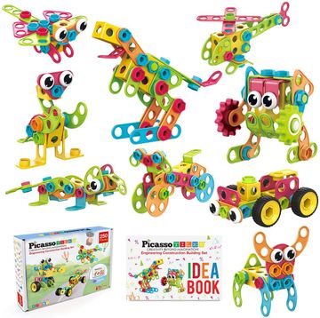 portada PicassoTiles® STEM Learning Toys Juego de bloques de construcción de 250 piezas para niños Kit de ingeniería de construcción PTN250