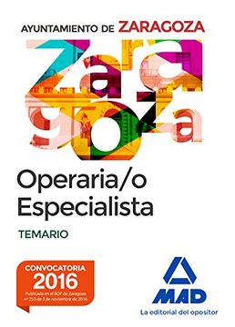 portada Operaria/o Especialista del Ayuntamiento de Zaragoza. Temario