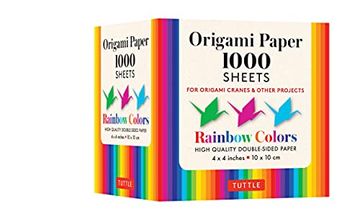 portada Origami Paper Rainbow Colors 1,000 Sheets 4" (10 Cm): Tuttle Origami Paper: High-Quality Double-Sided Origami Sheets Printed With 12 Different Color. (Instructions for Origami Crane Included) (in English)