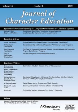 portada Journal of Character Education Volume 16 Number 1 2020 (en Inglés)