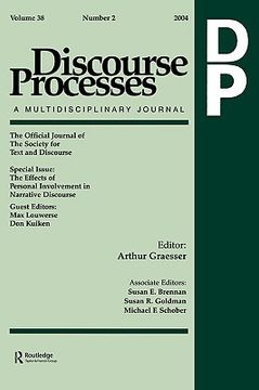 portada the effects of personal involvement in narrative discourse: a special issue of discourse processes (en Inglés)