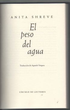 portada El Peso del Agua. Traducción de Agustín Vergara. (in Spanish)