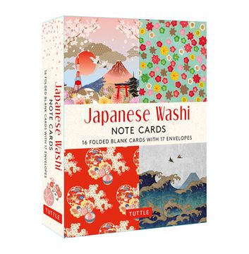 portada Japanese Washi, 16 Note Cards: 16 Different Blank Cards With 17 Patterned Envelopes (en Inglés)