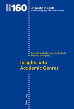 portada insights into academic genres (en Inglés)