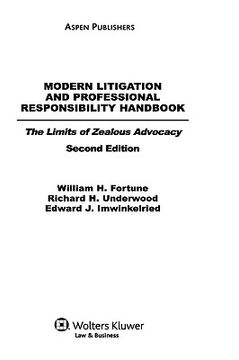 portada modern litigation and professional responsibility handbook: the limits of zealous advocacy, second edition (en Inglés)