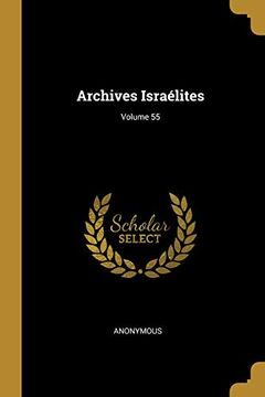 portada Archives Israélites; Volume 55 (en Francés)