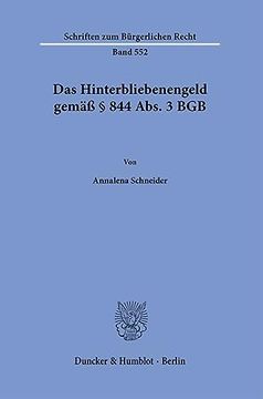 portada Das Hinterbliebenengeld Gemass 844 Abs. 3 Bgb (en Alemán)