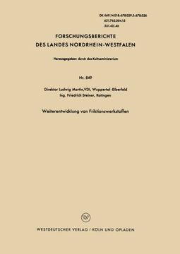 portada Weiterentwicklung von Friktionswerkstoffen (Forschungsberichte des Landes Nordrhein-Westfalen) (German Edition)