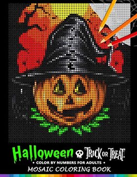 portada Trick or Treat Halloween Color by Numbers for Adults: Mosaic Coloring Book Stress Relieving Design Puzzle Quest 