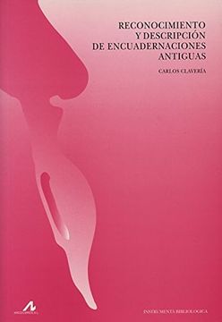 portada Reconocimiento y Descripción de Encuadernaciones Antiguas