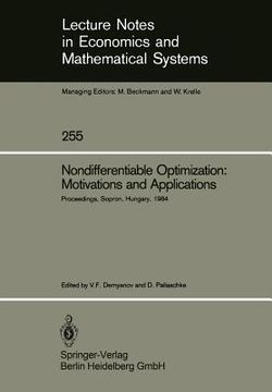 portada nondifferentiable optimization: motivations and applications: proceedings of an iiasa (international institute for applied systems analysis) workshop