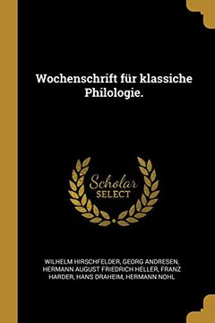 portada Wochenschrift für Klassiche Philologie.