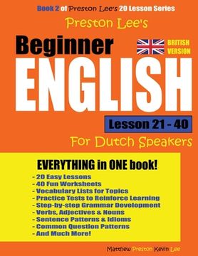 portada Preston Lee's Beginner English Lesson 21 - 40 For Dutch Speakers (British) (en Inglés)