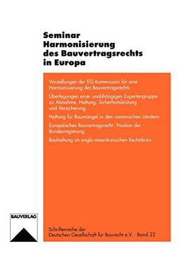 portada Seminar Harmonisierung des Bauvertragsrechts in Europa (en Alemán)