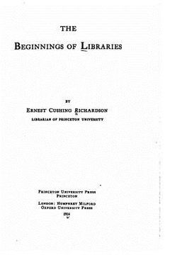 portada The beginnings of libraries (in English)