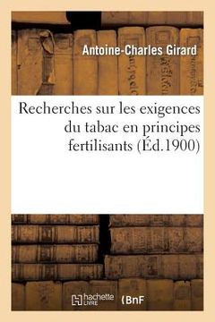 portada Recherches Sur Les Exigences Du Tabac En Principes Fertilisants (en Francés)