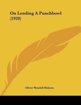 portada on lending a punchbowl (1920) (en Inglés)