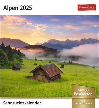 portada Alpen Sehnsuchtskalender 2025 - Wochenkalender mit 53 Postkarten