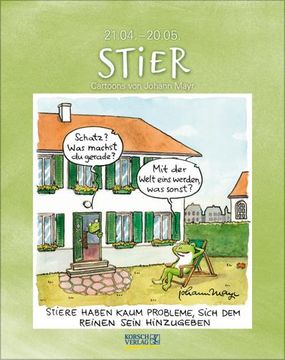 portada Stier 2025: Sternzeichenkalender-Cartoonkalender als Wandkalender im Format 19 x 24 cm.