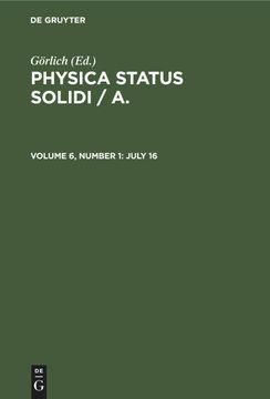 portada Physica Status Solidi / a. , Volume 6, Number 1, July 16 (en Inglés)