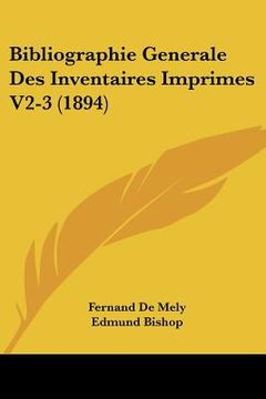 portada Bibliographie Generale Des Inventaires Imprimes V2-3 (1894) (in French)