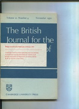 portada THE BRITISH JOURNAL FOR THE PHILOSOPHY OF SCIENCE. VOLUME 21 NUMBER 4.