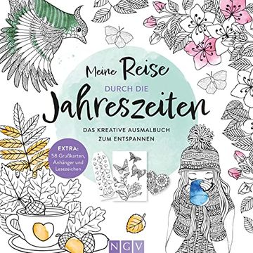 portada Meine Reise Durch die Jahreszeiten: Das Kreative Ausmalbuch zum Entspannen | Extra: 58 Grußkarten, Anhänger & Lesezeichen (in German)