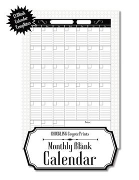 portada Monthly Blank Calendar: 8.5x11 Undated Calendar Fillable Templates for Office, School or Home, Sun-Sat, Pages For Notes And To-Do Agenda 