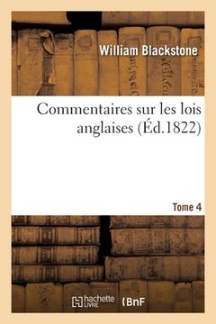 portada Commentaires Sur Les Lois Anglaises. Tome 4 (in French)