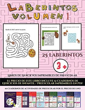 portada Libros de Ejercicios Imprimibles de Preescolar (Laberinto): (25 Fichas Imprimibles con Laberintos a Todo Color Para Niños de Preescolar
