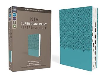 portada Niv, Super Giant Print Reference Bible, Leathersoft, Teal, red Letter, Thumb Indexed, Comfort Print (en Inglés)