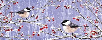 portada Snowy Chickadees Panoramic Boxed Holiday Cards (en Inglés)